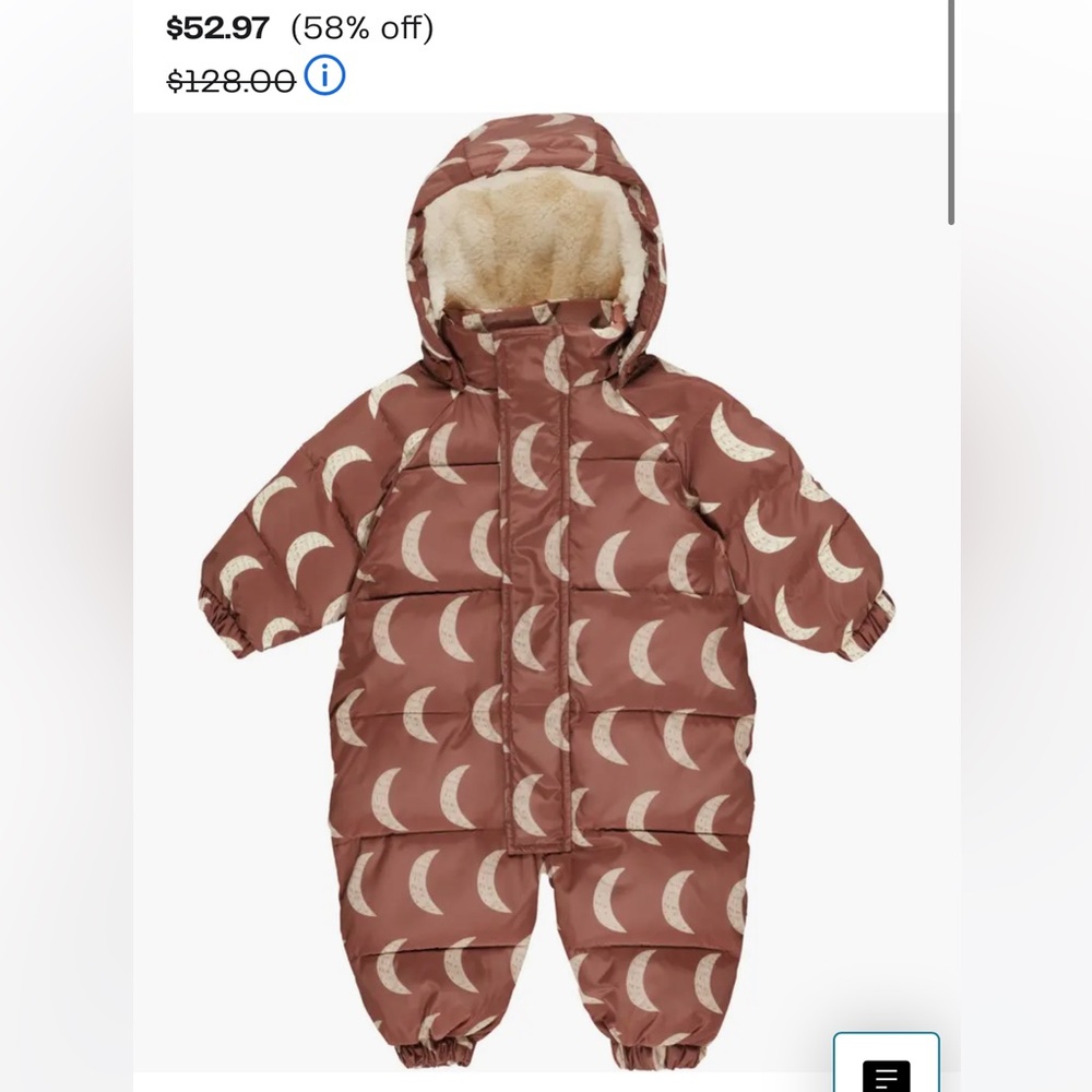 Rylee & Cru infant snow suit 3-6 m. New, never been used!